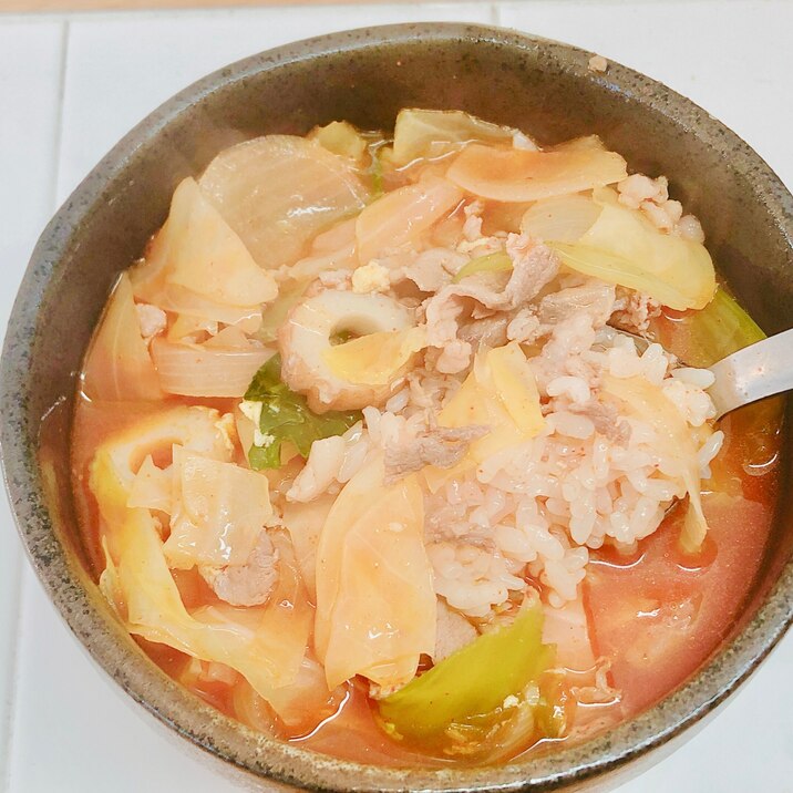 キャベツと玉ねぎチンゲン菜の豚肉クッパ